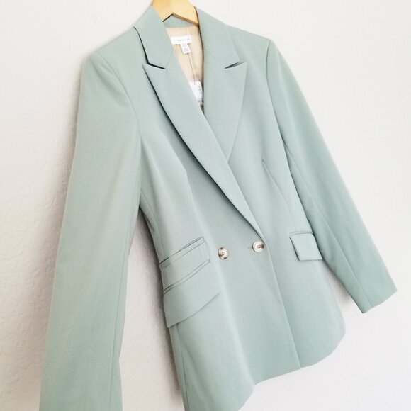 NEW Topshop Kiki Double Breasted Blazer Jacket Size 6 Sage Green Retro Chic $95 - Picture 11 of 16